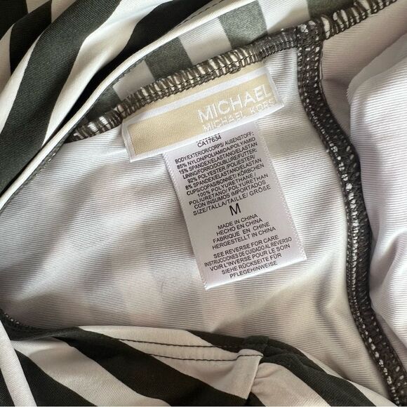 Michael Kors Green & White Striped Halter Tank Swim Suit Top - Picture 8 of 8